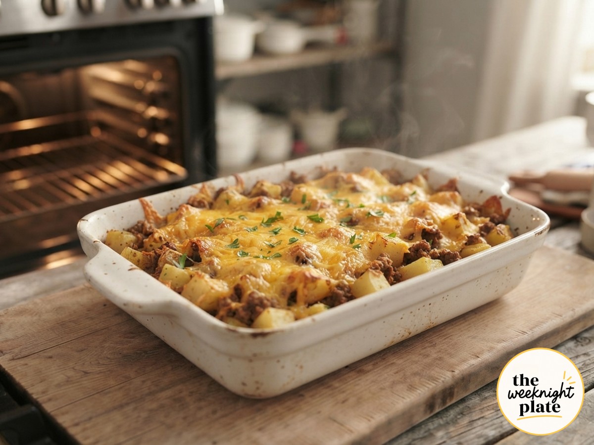 Cheesy Potato Ground Beef Casserole (The Real Timed Version)
