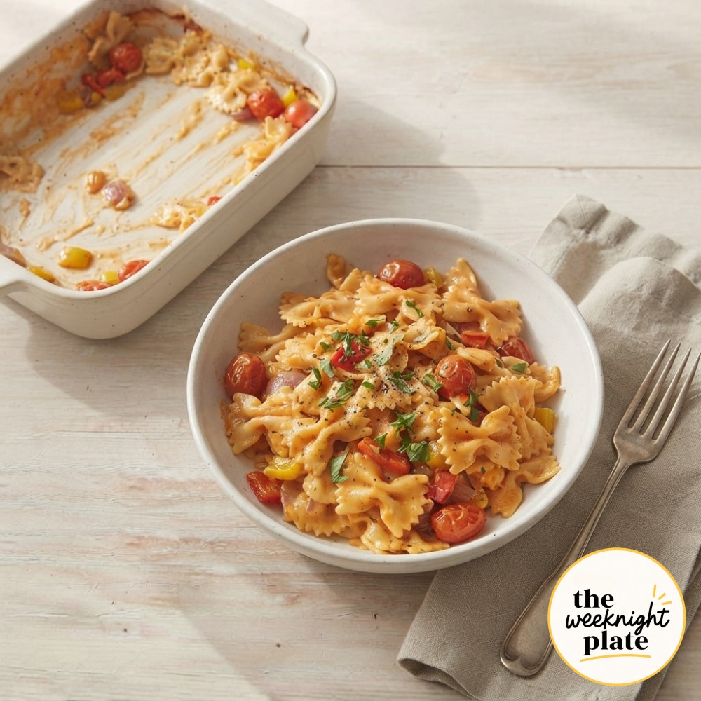 Roasted Vegetable Baked Feta Pasta - The Weeknight Version